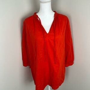 J. Crew Burnt Orange Cotton/Linen Lightweight Tunic Top